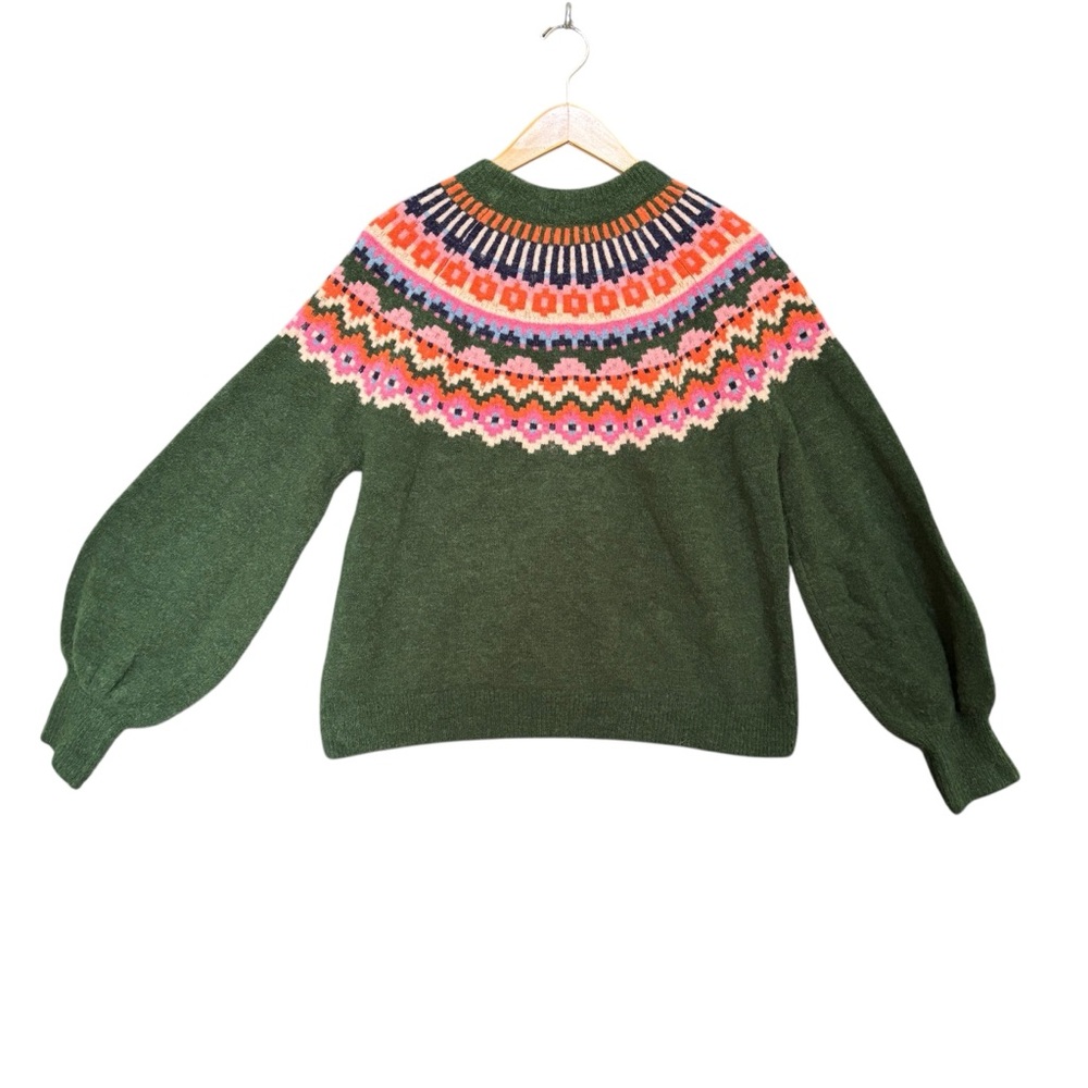 Boden Hettie Fluffy Fair Isle Bubble Sleeve Oversized Sweater - Sz 8 (UK 12) - Picture 5 of 11